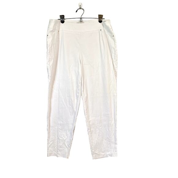 Cato Womens 16 High Rise White Pants Loose Fit Beach Vacation Stretch Pull On - Picture 1 of 10